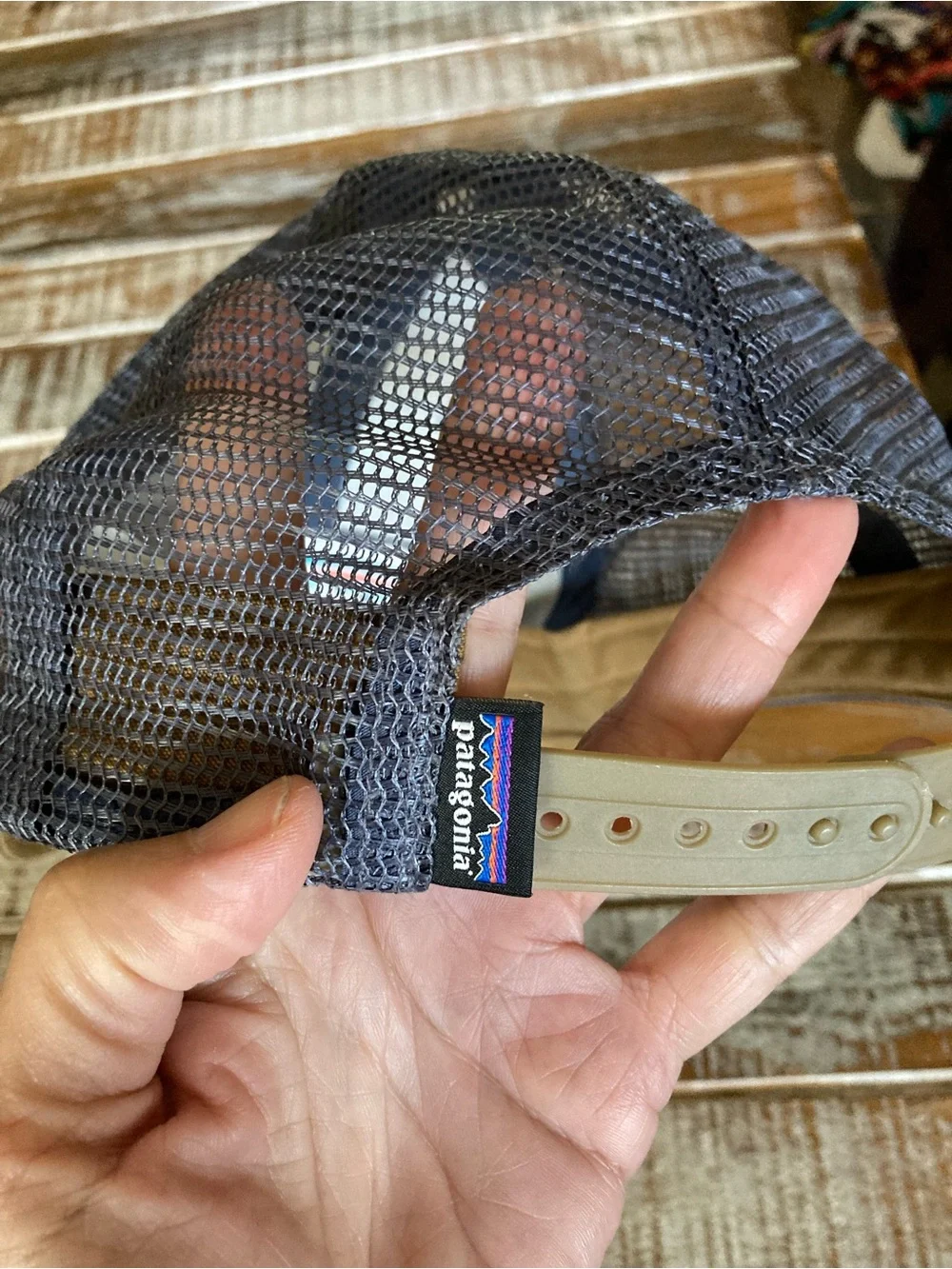 Patagonia Trucker Hat in Brown, Gray and Blue Accent